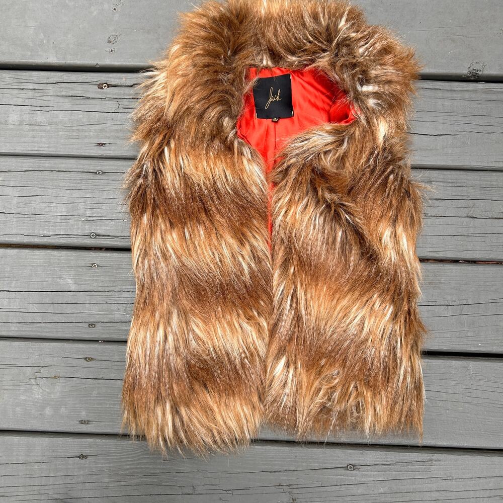 Jack by BB Dakota Brown Shaggy Faux Fur Vest Size S Boho Mob Wife Longline Coat